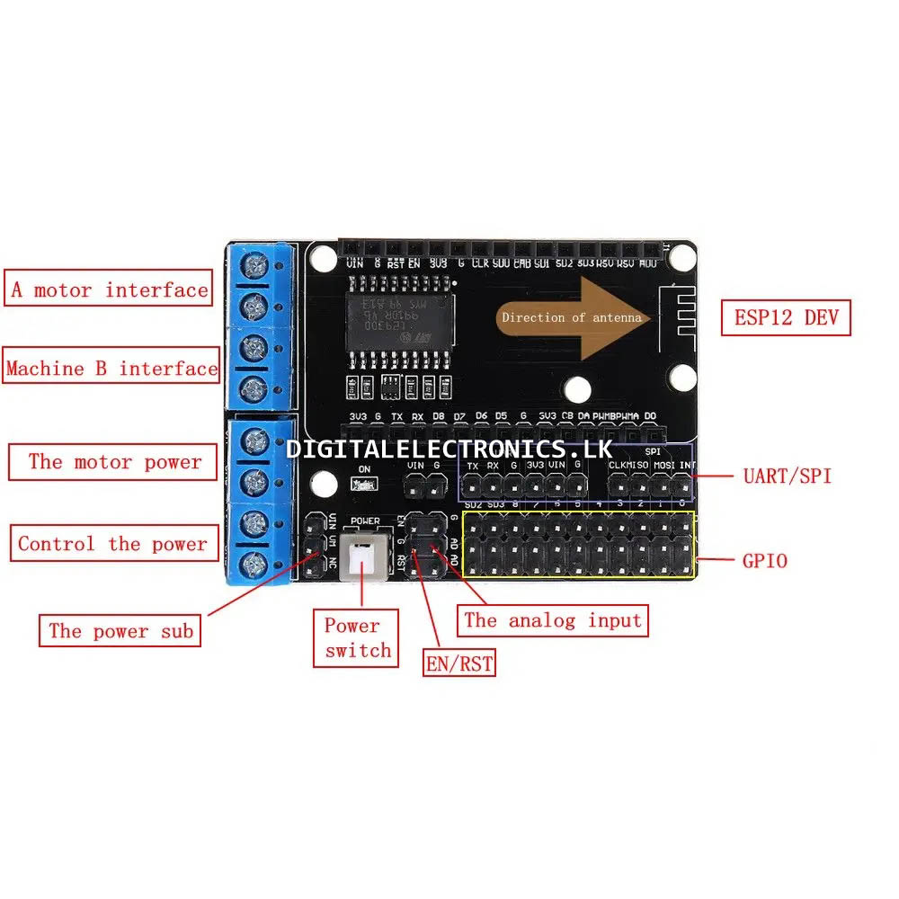 ESP8266 (NodeMCU) WiFi Expansion Board with L293D Motor Driver - Image 3