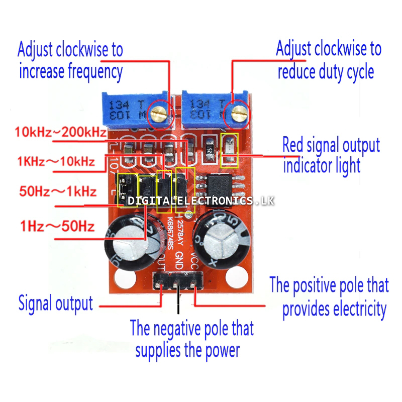 NE555 Pulse Adjustable Square Wave Signal Generator Module - Image 3