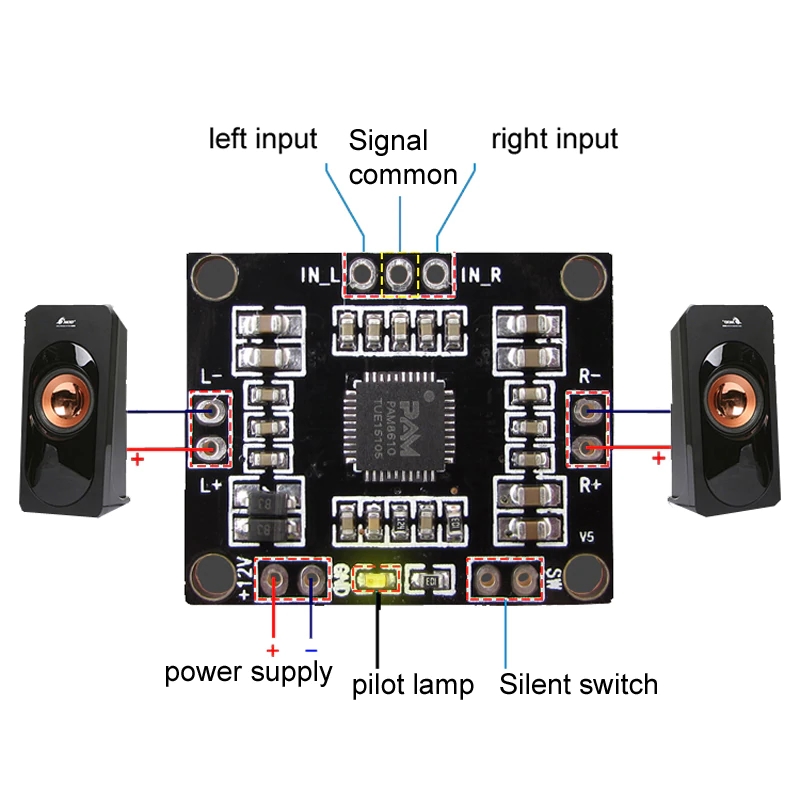 PAM8610 15W Digital Stereo Class-D Amplifier (12V)